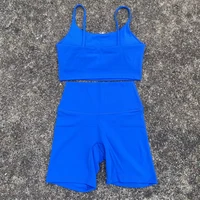 Solid Color gym bike Yoga Set short Legging +cross sport bra Tracksuit Athletic Women Gym Suit Comprehensive Training Jogging - Image 4