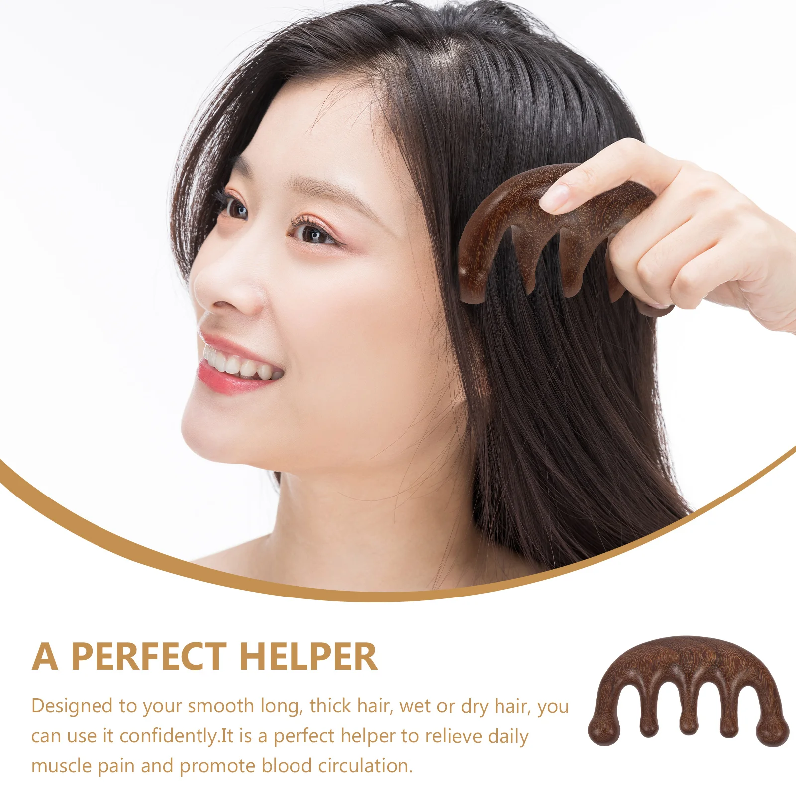 

Wooden Hair Comb Scalp Massage Tool Anti static Wide Tooth Combs Acupoint Relief Portable Long Thick Hair