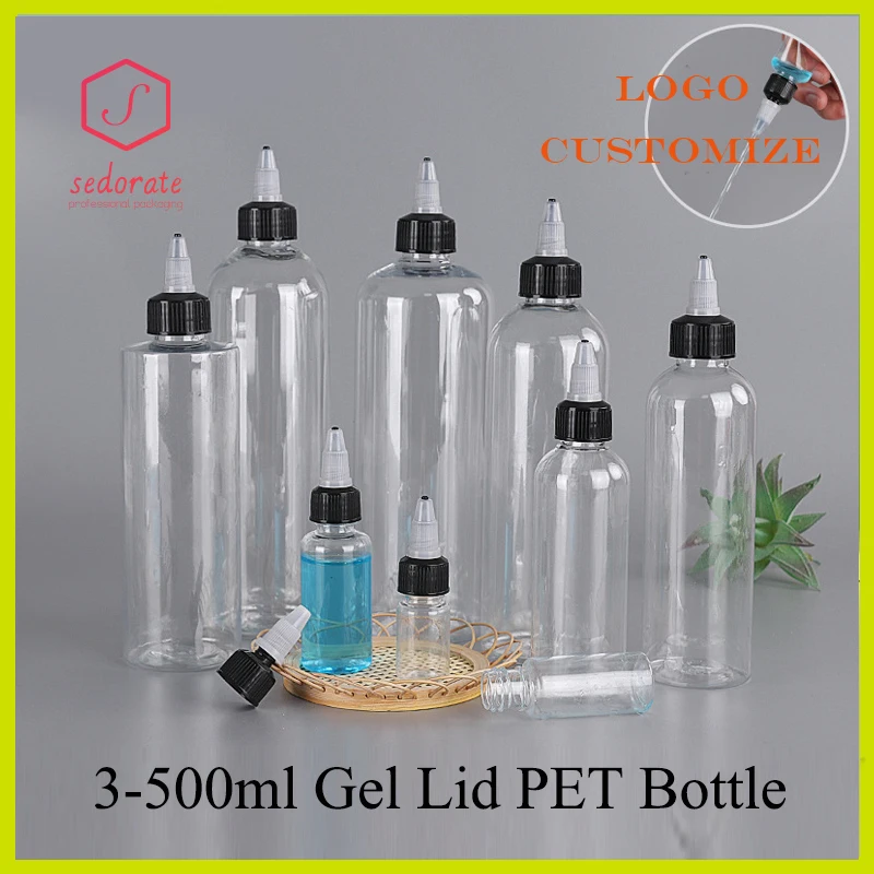 20/50/100pcs 3-500ml Clear Pet Bottle Twist Gel Lid 120ml Pigment Oil Refill Bottle 10ml Dropper Plastic Bottles Makeup HS72601