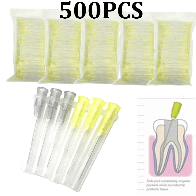 

500pcs Dental Endo Irrigation Needle Tips 30GA for Root Canal Syringe Washing Cleaning and Disinfection