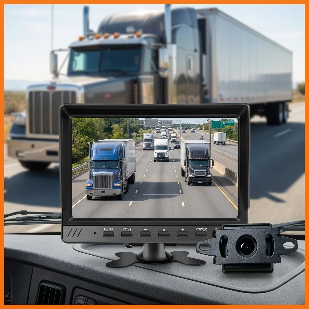 7 Inch IPS Truck Dash Cam Backup Camera System 1080P Full HD Rear View Monitor Night VisionWaterproof for Bus Truck RV Trailer P
