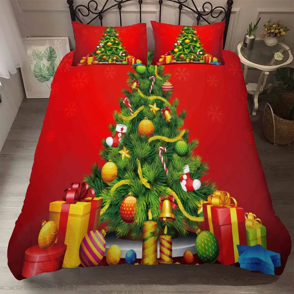 

Printed Snow Santa Duvet Cover Sets King Size Bedding Set Soft Comfortable Bed Linens Bedclothes Home Textile For Christmas New