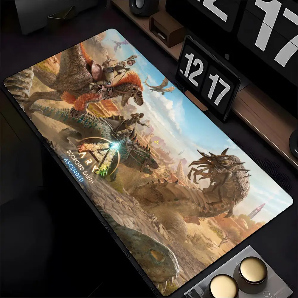 Ark Game Survival Ascended Mouse Pad Mousepad HD الطباعة ألعاب الكمبيوتر قفل الحافة عدم الانزلاق ماوس الوسادة XXL90x40cm لوحة المفاتيح P