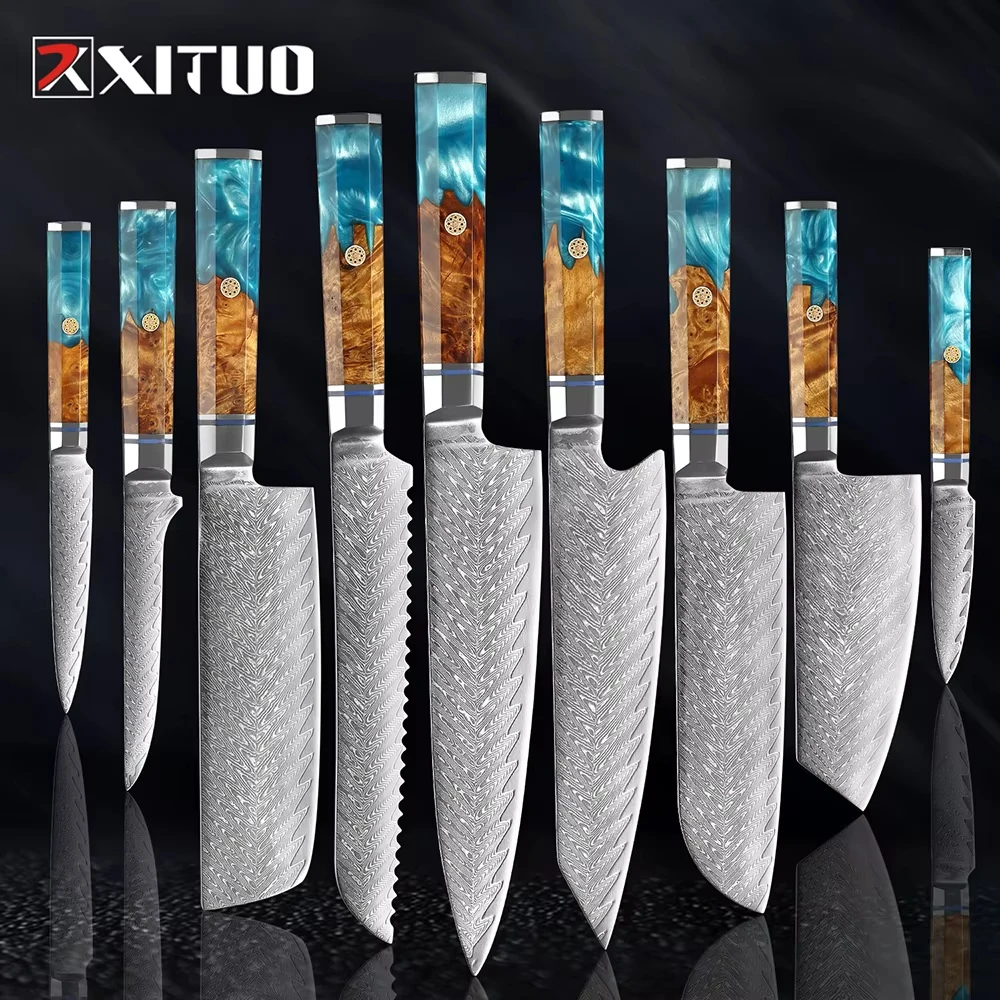 Japanese 67-Layer Damascus Knife Set 6