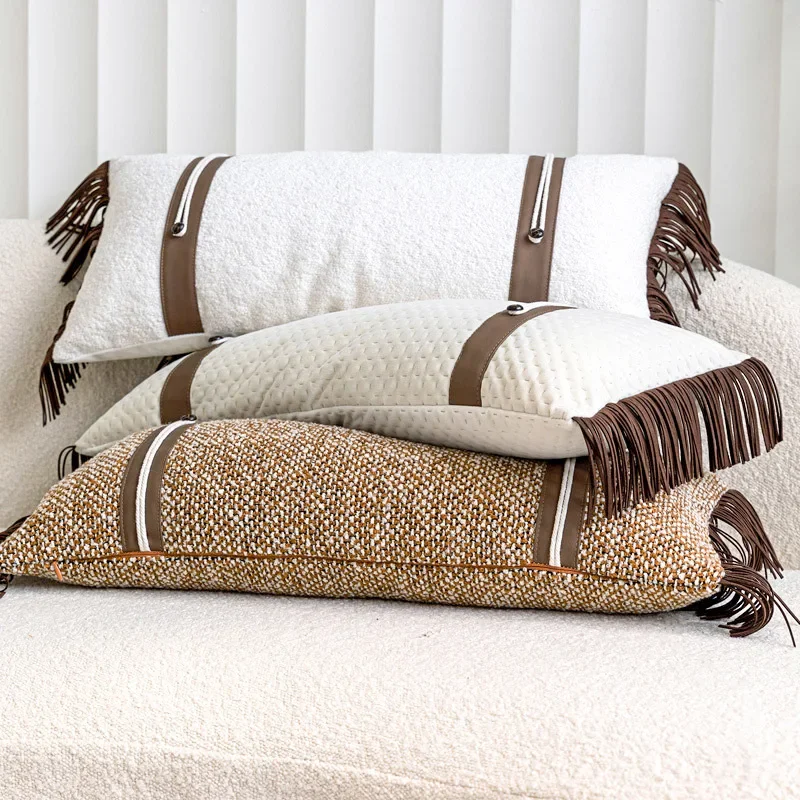 30X65CM Tassel Long Throw Pillow Cover Modern Light Luxury Waist Cushion Cover Decor Home Decorative Pillowcase