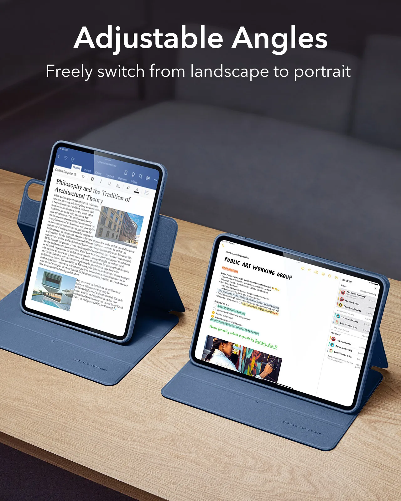 ESR for iPad Pro 12.9 Case(6th/5th)Magnetic Cover Adjustable Stand for iPad Pro 11 Inch Case(4th/3rd/2nd/1st)