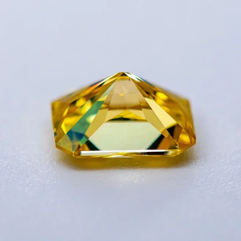 Moissanite Stone Gemstone Radiant Cut Lemon Yellow Color Lab Grown Diamond for Charm Woman Diy Jewelry Making GRA Certificate