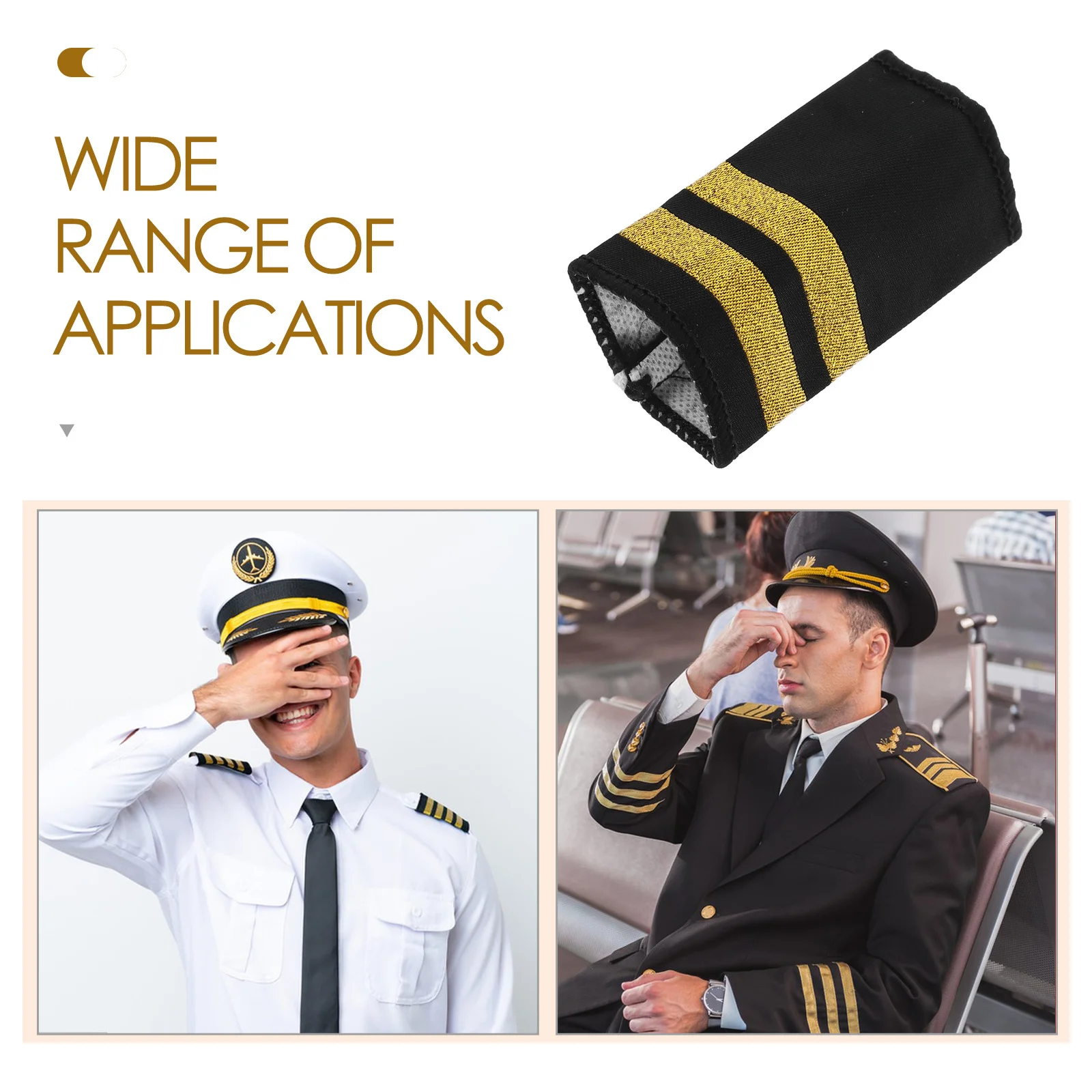 1 Pair Pilot Shoulder Boards Epaulets Two Bars Aviation Uniform Badge For Airline Captain Cosplay Costume Accessory