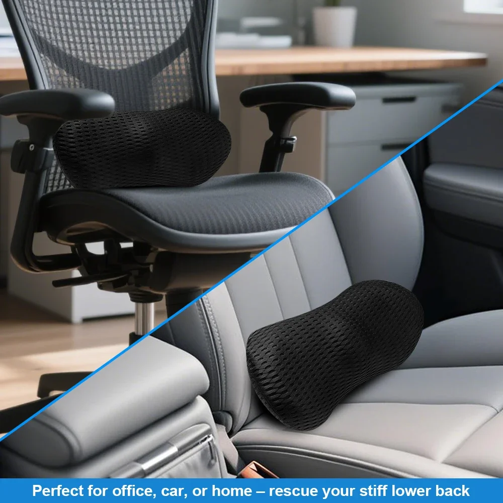 

Memory Foam Back Support Cushion - Lumbar Pillow for Office, Car, Home Use - Relieves Lower Back Pain - Orthopedic Design