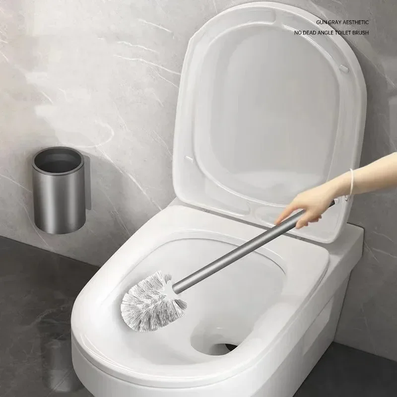 Space aluminum toilet brush no dead Angle washing toilet brush wall hanging perforation-free toilet cleaning equipment