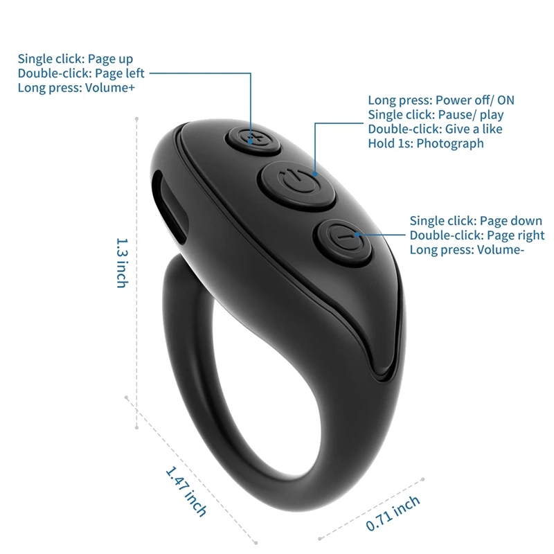 Bluetooth-пульт дистанционного управления со страницей, пульт дистанционного управления для спуска затвора камеры мобильного телефона, умное Кольцо дистанционного управления для Iphone Ipad
