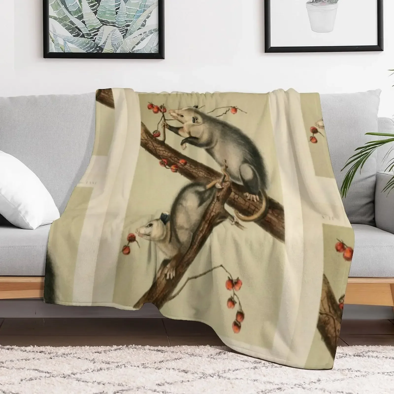 Naturalist Opossum Throw Blanket Camping Furrys Blankets