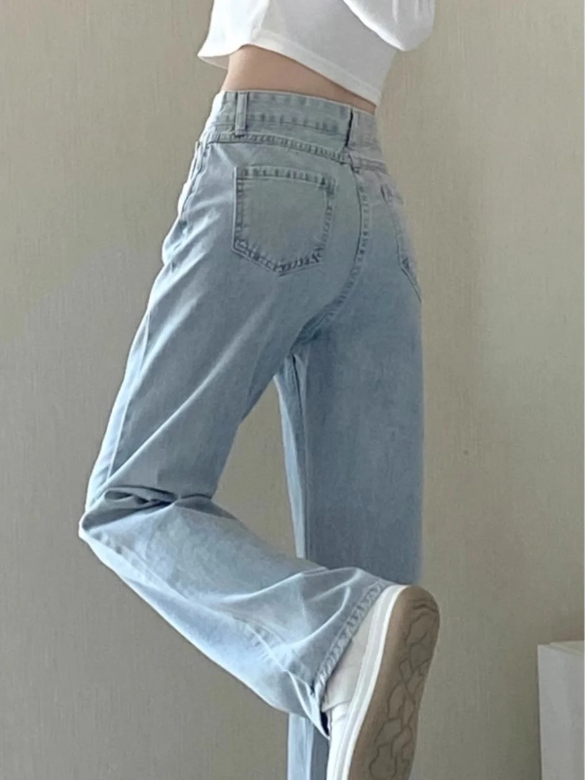 

Light Wa Straight Leg High Waist Jeans Women's plus Size Pear ape Slim Wide Leg Denim Pants Autumn Season Faion plus Size