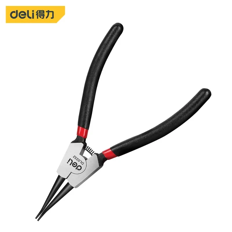 deli Portable External Retaining Clip Circlip Pliers Crimp Tool Snap Ring Straight Practical 40Cr Multifunctional Hand Tool