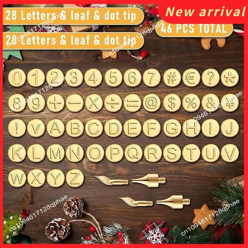 

N89R 26 Pcs DIY Wood/Leather Burning Set DIY Wood/Leather Burning Kit Parts Tool With Letters, US Plug