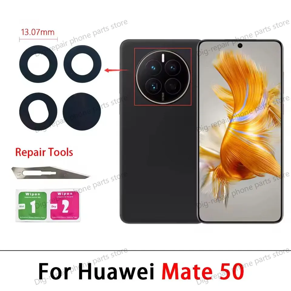 For Huawei Mate 20 30 40 50 Pro 10 Lite 20X 9 Parts With Sticker Rear Camera Lens Back Camera Glass Cover Lens
