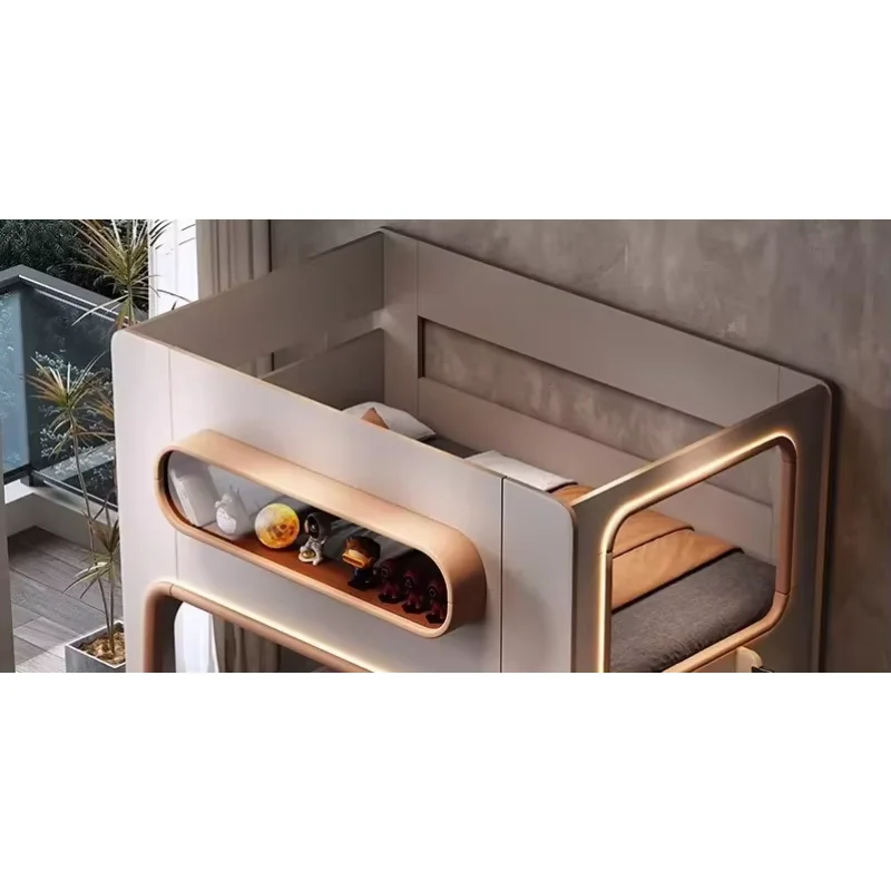 bunk beds, high guardrail small apartment solid wood structure