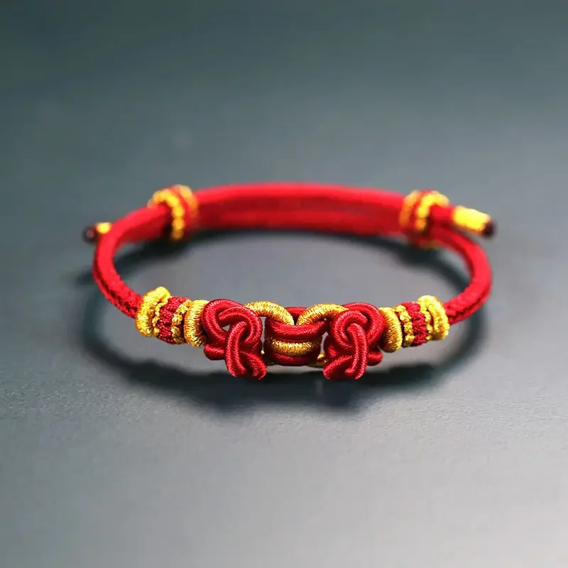 

New Year of The Snake Red Rope Bracelet This Year of Life Gift Woven Hand Rope Handmade Couple Lucky Bracelet DIY Wearable Beads