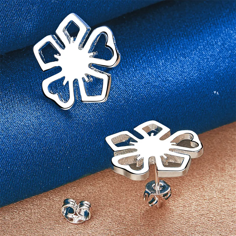 سحر 925 فضة فاخرة رائعة زهرة أقراط النساء هدية اكسسوارات الحفلات مجوهرات الأزياء #3