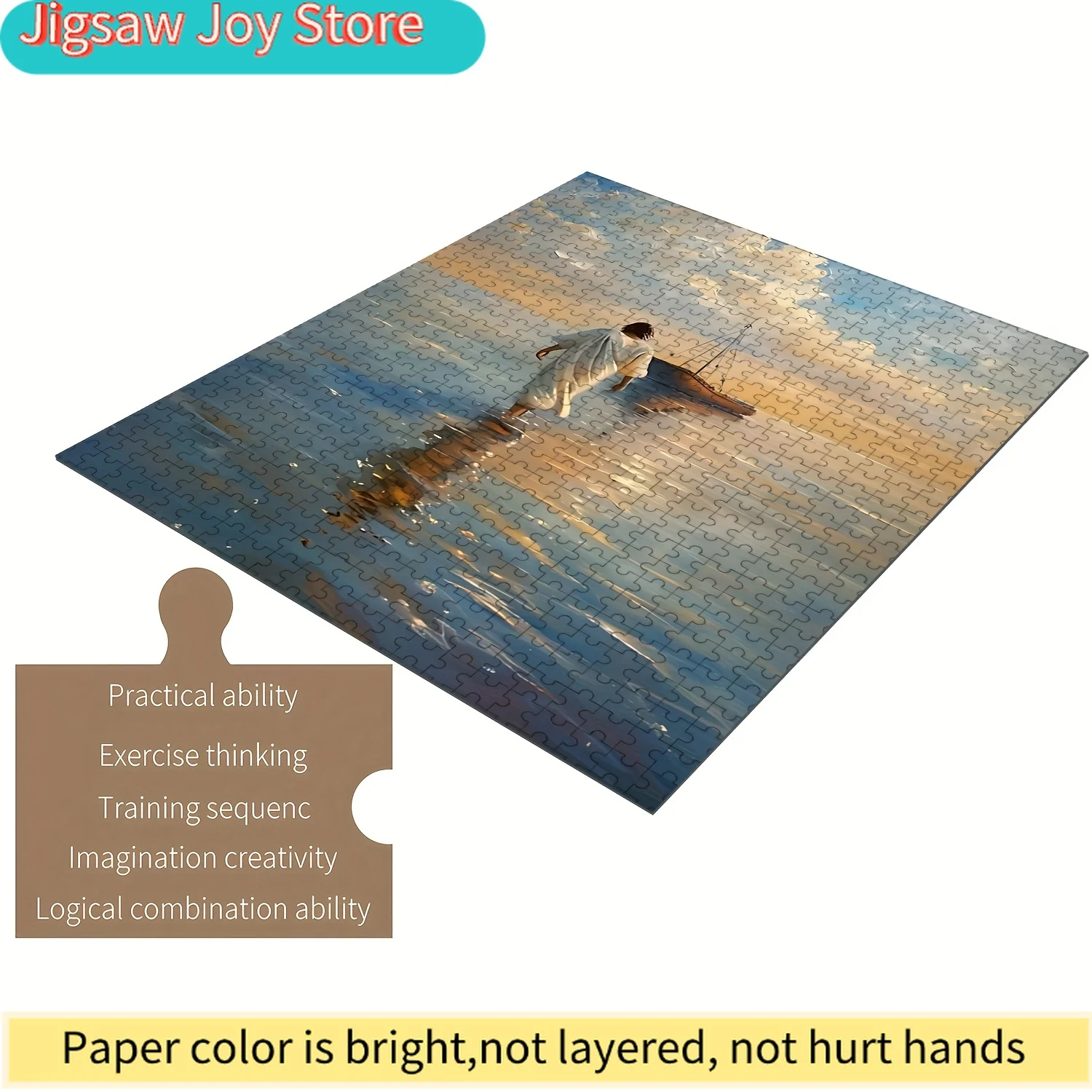 

1000pcs Jesus Walking on Water Puzzle - Challenging Wooden for Adults & Families, Intermediate Religious, Portable & Scratch-R