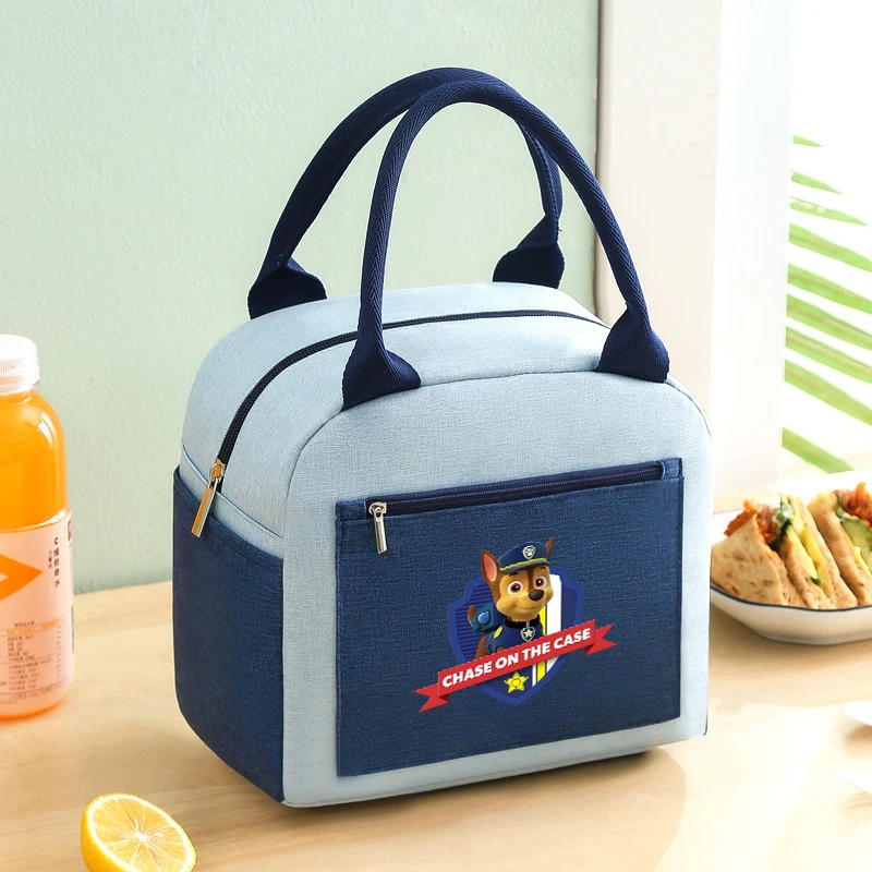 Paw Patrols Lunch Bag Blue Chase Print Portable Picnic Bento Pack Boys Cartoon Office Student Food Meal Handbag Birthday Gifts