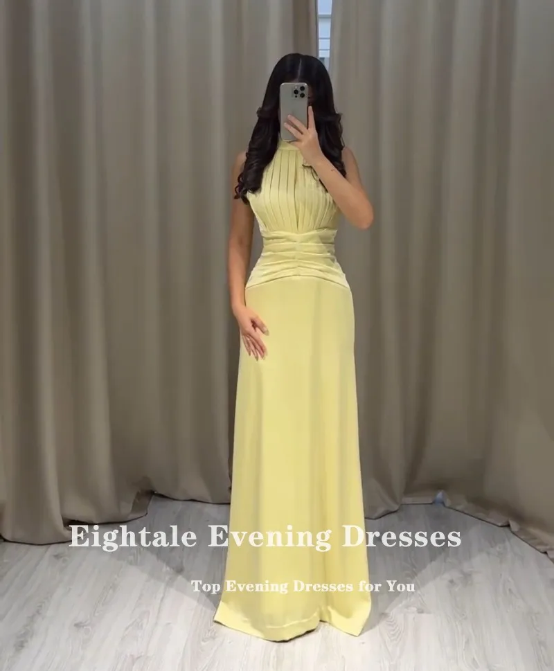 فستان سهرة عربي Eightale مخصص برقبة عالية من الساتان بطيات حورية البحر وحفلات الزفاف وحفلات الزفاف فيستدوس دي غالا #6