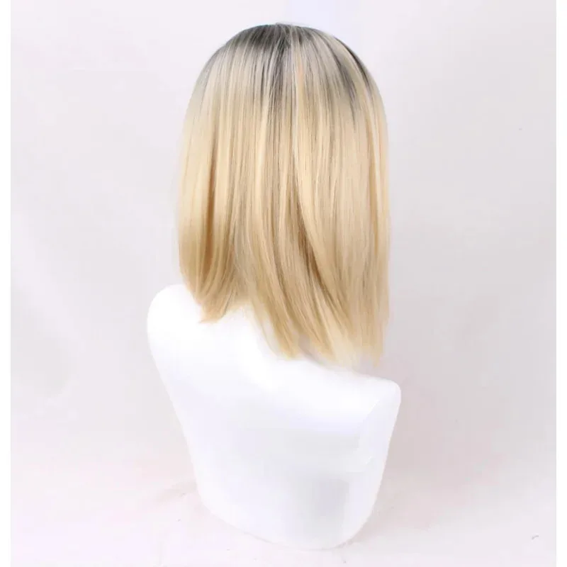 Afbeelding 6: Halloween Bruid Van Chucky Vrouwen Tiffany Blonde Omber Zwart Haar Middenscheiding Pruiken Jennifer Tilly Cosplay Pruik WigCap N15