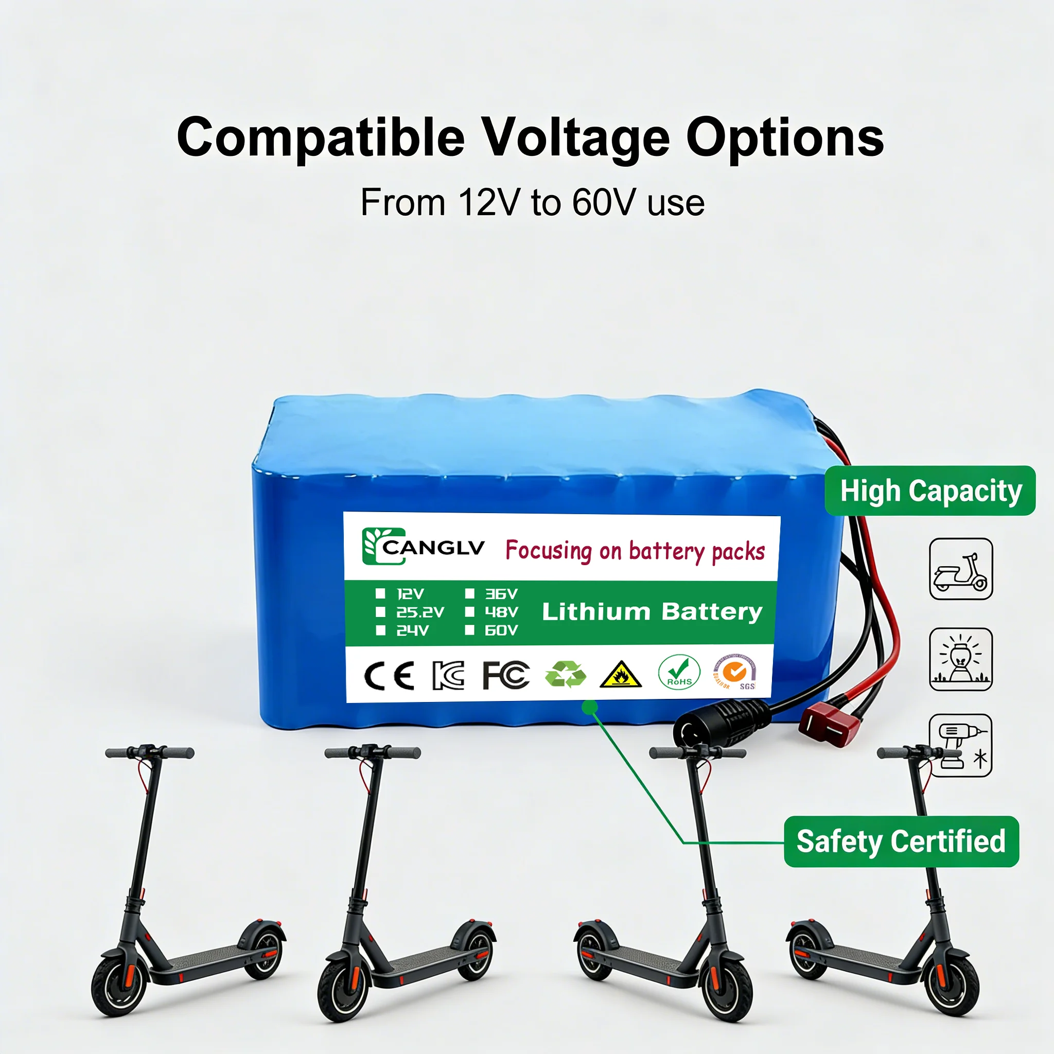 

High Performance 36V 14Ah 10S4P 18650 Lithium Battery Pack with 42V 2A Charger for 500W Electric Bicycle Scooter Car