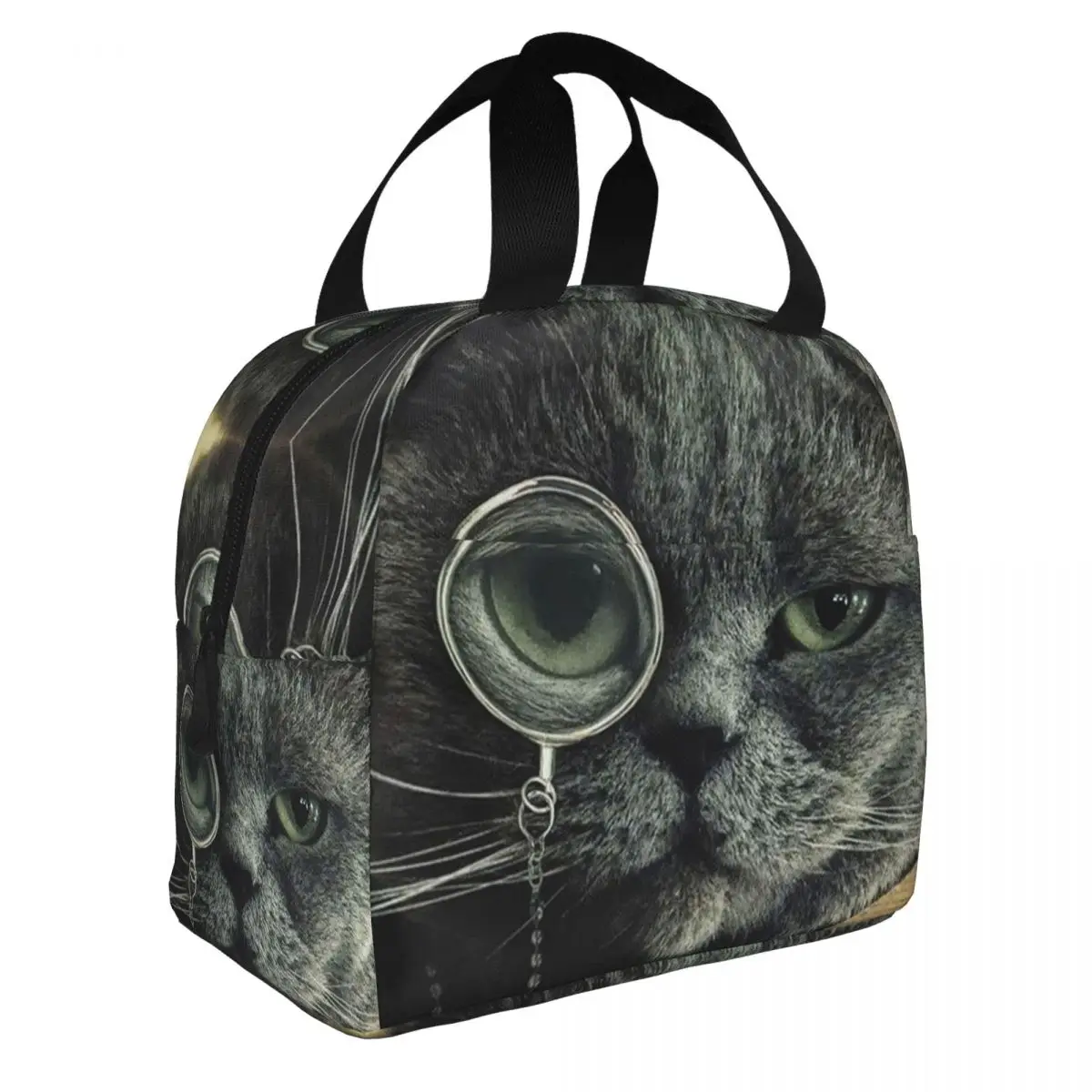 Glasses Cat Galaxy Lunch Bento Bags Portable Aluminum Foil thickened Thermal Cloth Lunch Bag for Women Men Boy