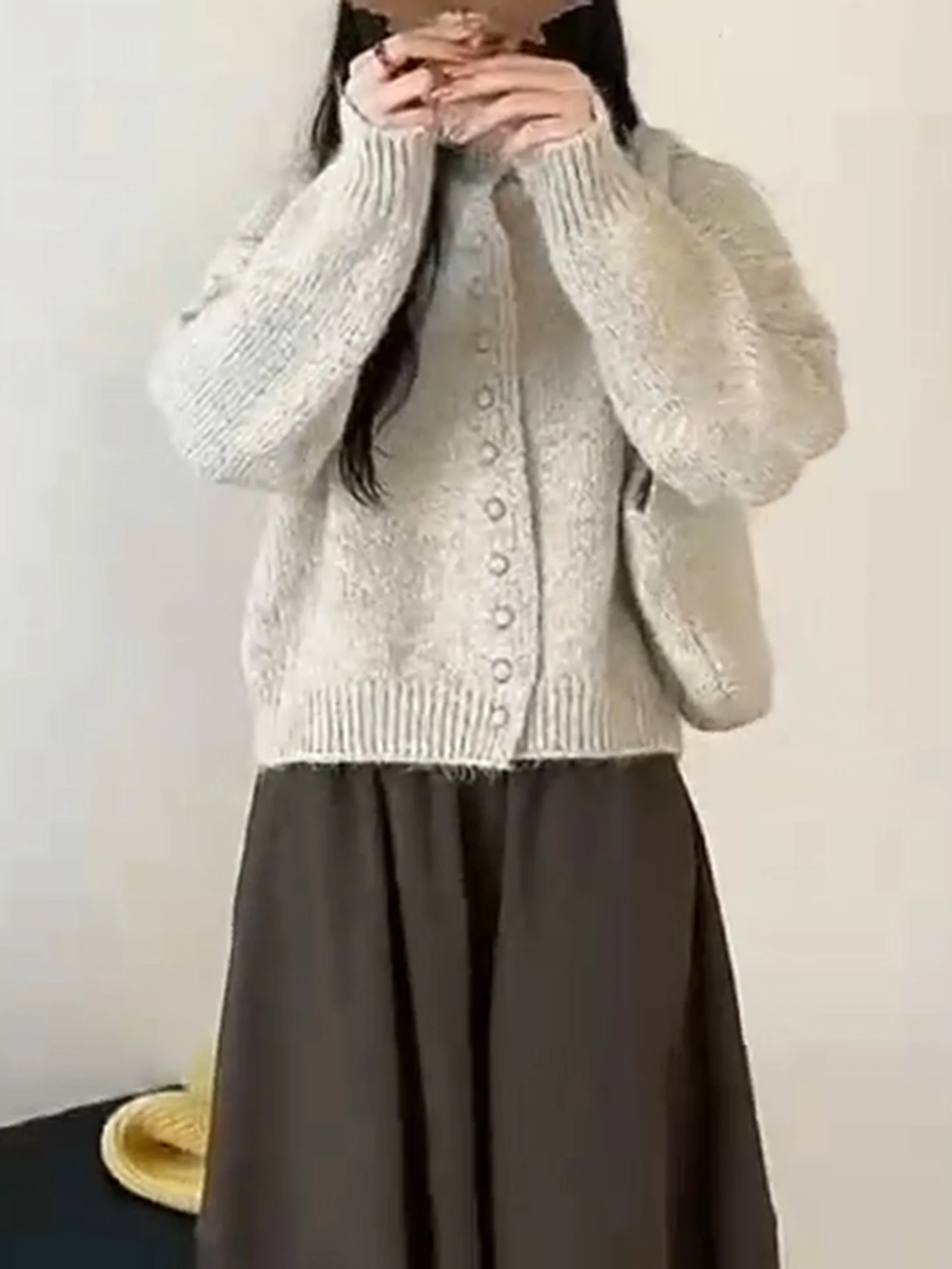 Lose Hohe Kragen Einzigen Taste Gestrickte Pullover frauen Koreanische Sle Weiche Lange Sve Mantel Sle Vielseitig Herbst Winter Neue...