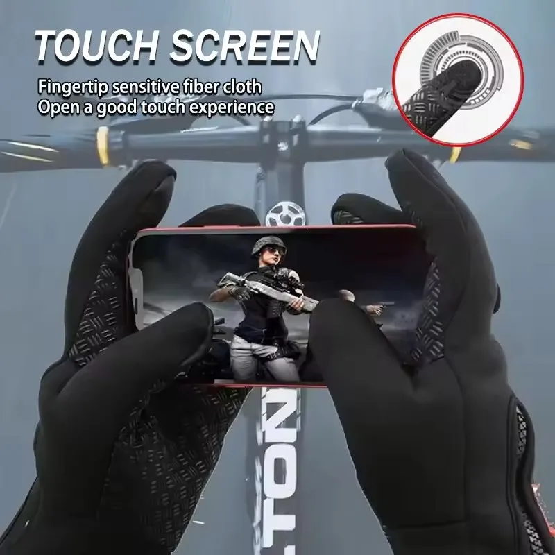 Winter Warm Cycling Gloves Bicycle Warm Touchscreen Full Finger Glove Waterproof Outdoor Bike Skiing Fishing Motorcycle Riding