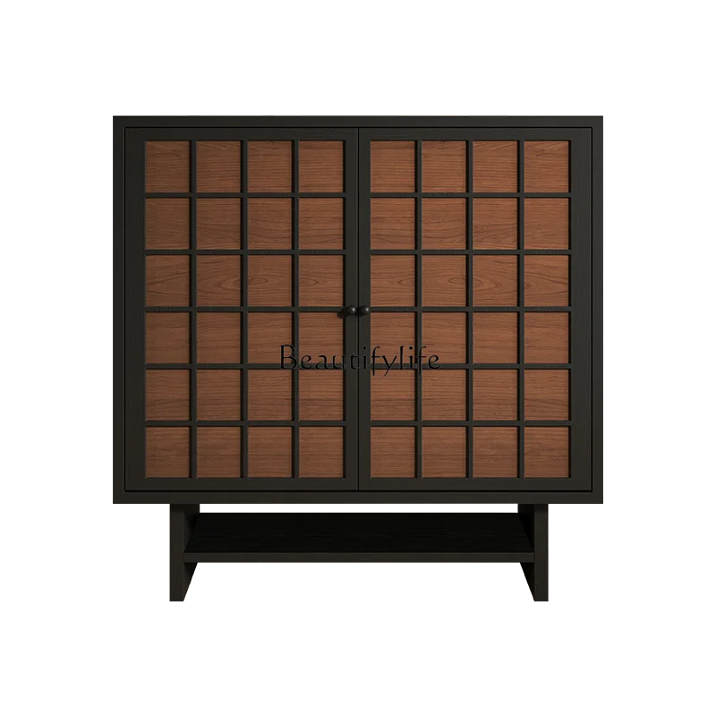 

*Medieval style shoe cabinet storage modern solid wood retro style simple entrance cabinet