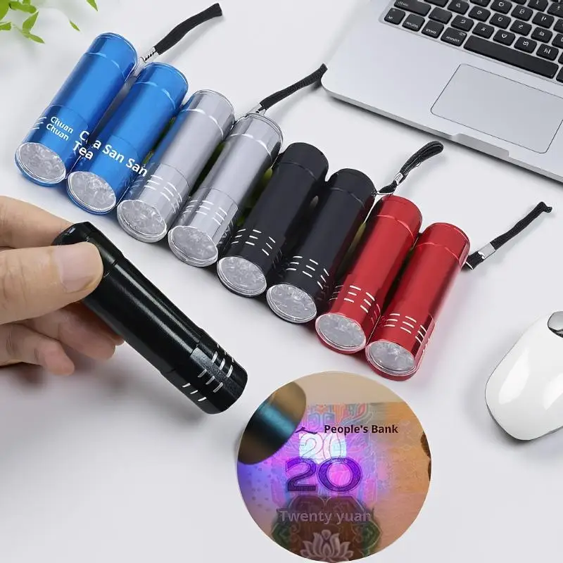 1Pcs Mini UV Flashlight 9 LED UV Black Light Outdoor Portable Lighting Tool For Hiking 50LM 395nm Detection Lamp