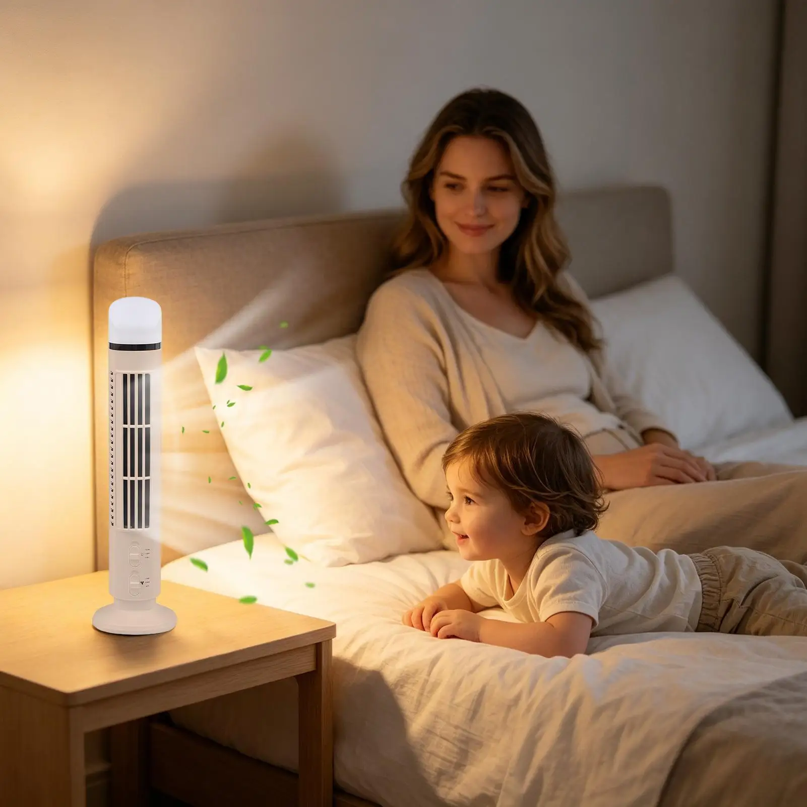 Portable Floor Fan Space-Saving Oscillating Tower Oscillating Standing Fan Bladeless For Living Room Dorm Apartment Home Indoor