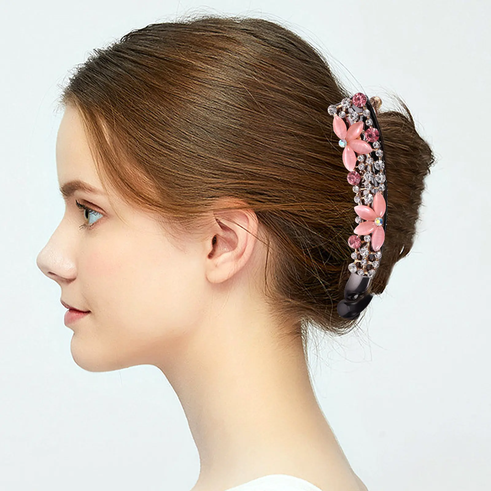 

Banana Hair Clip for Women with Rhinestone Detail Sturdy Lightweight Design Perfect for Thick Hair Elegant Updo Daily Work