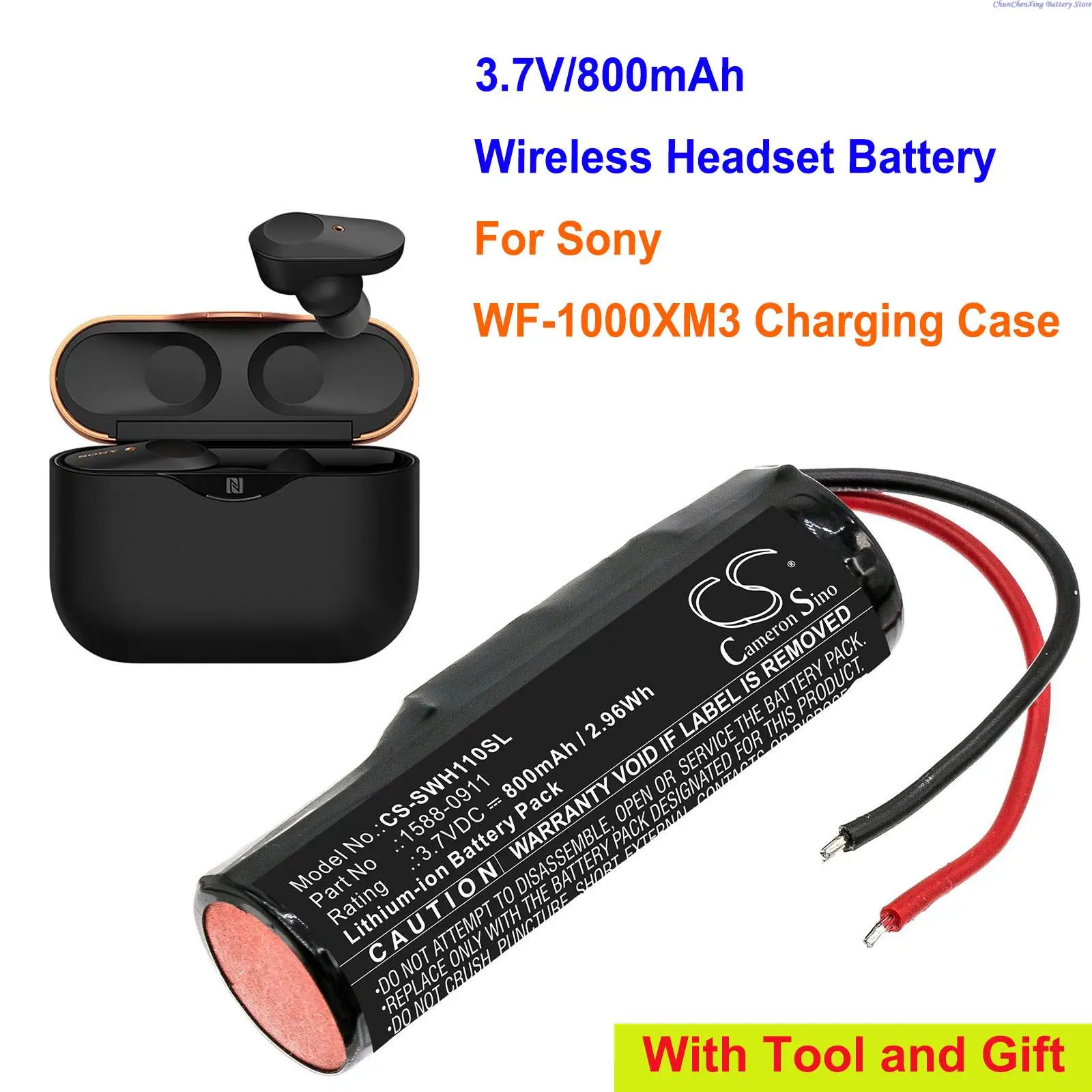 

3.7V/800mAh Wireless Headset Battery 1588-0911 for Sony WF-1000XM3 Charging Case