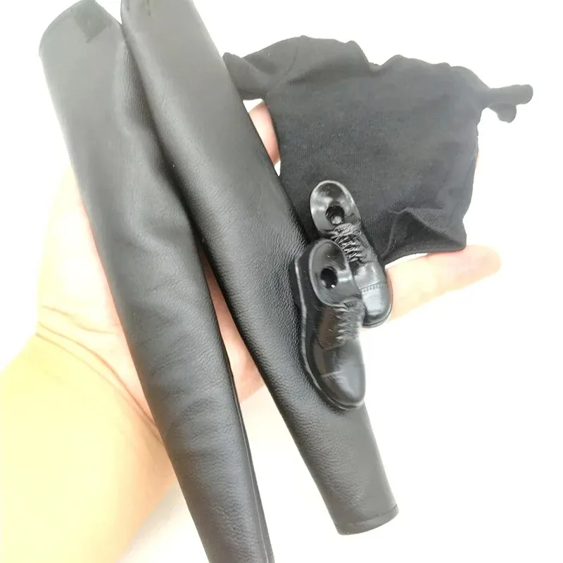 

1/6 Scale Black T-Shirt with Leather Pants Solid Shoes Model Set for 12in Male Soldier Action Figure Dolls Toys