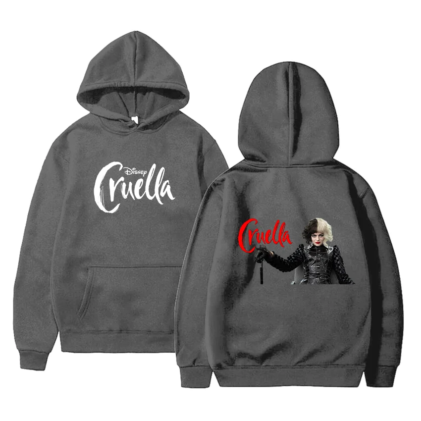 

Disney Movie Cruella de Vil Hoodies Men Women Thin Hooded Pullover Sweatershirt Boys Girls Student Hip Hop Hoddie Sweatshirts