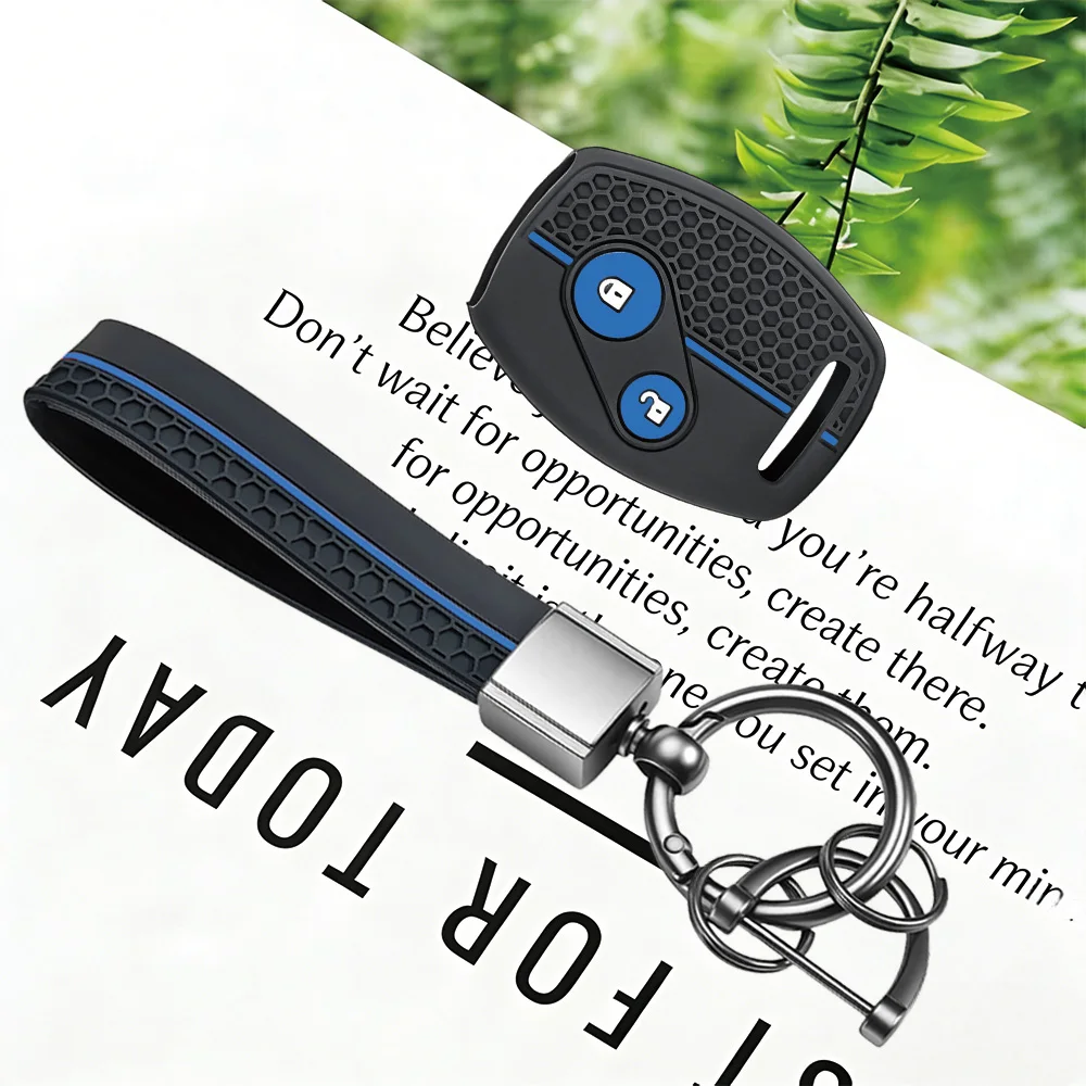 2026 Honeycomb Silicone Remote Key Shell With Key Chain For Honda Fit CIVIC JAZZ Pilot Accord CR-V Freed StepWGN Insight