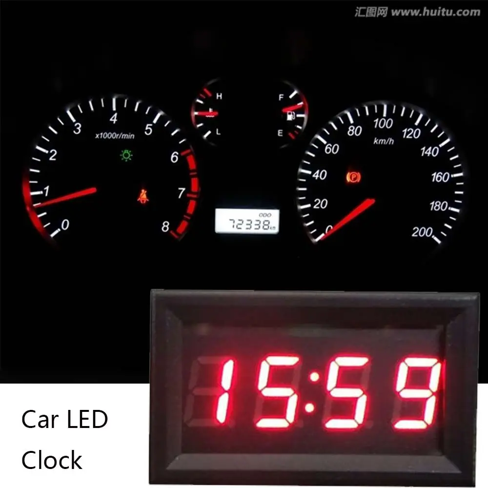 1PC Universal Car Electronic Clock LED Display Digital Clock Motorcycle Dashboard Clock Auto DIY Accessories