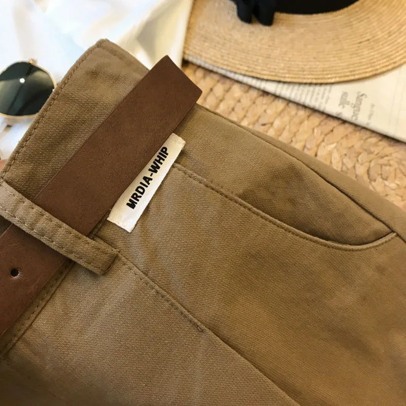 Summer new wide leg shorts Thin cotton A-frame shorts Office ladies classic loose casual zipper shorts for women