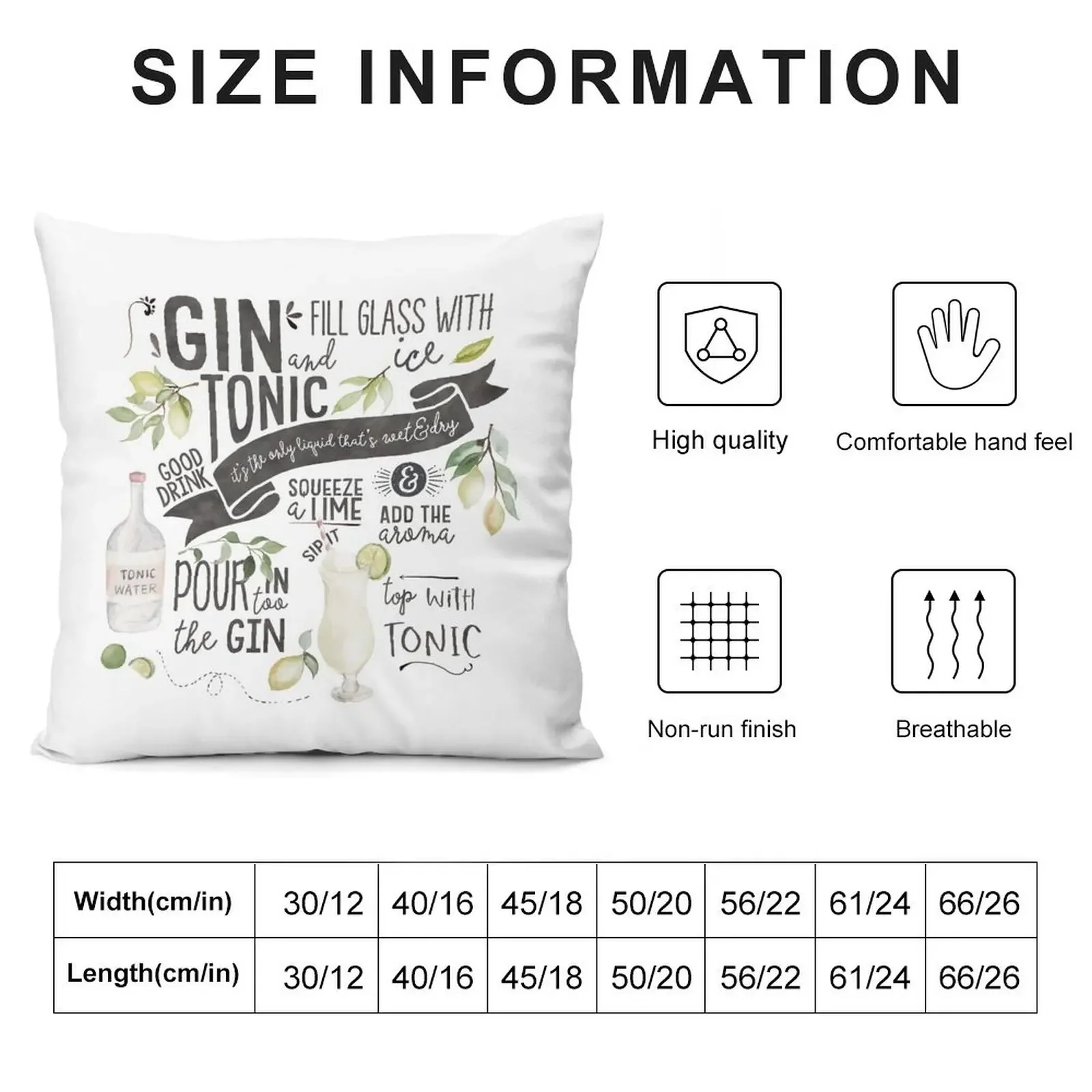 Gin Tonic Recipe In Watercolor Throw Pillow Cushion Cover Rectangular Cushion Cover Christmas Pillow Cases pillow