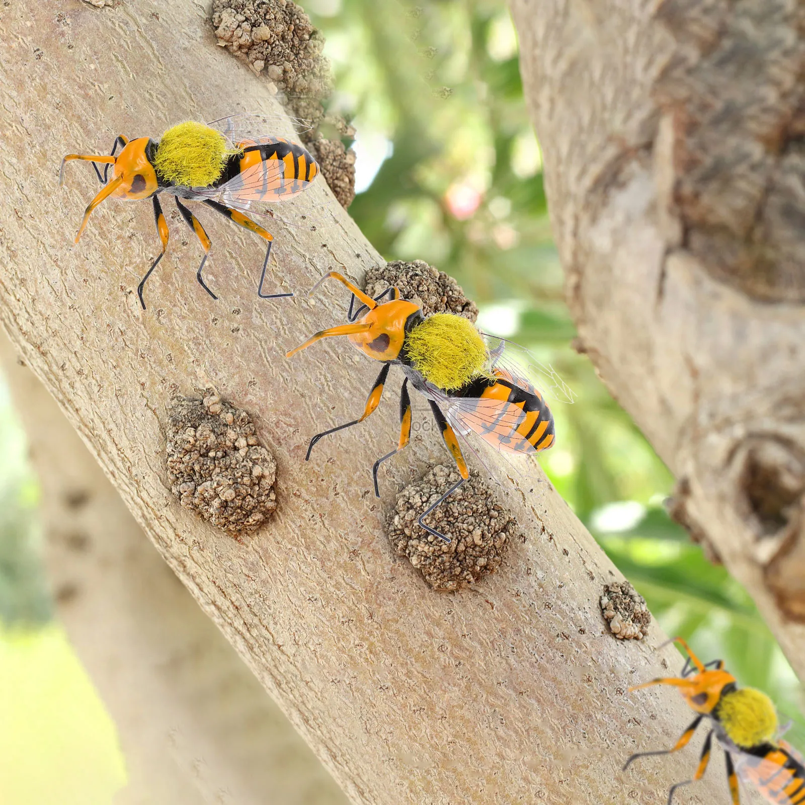 

3Pcs Vivid Bee Decoration ABS Clay Iron Wire Material Fine Detail Crafted Educational Prop for Children Bee Cognition