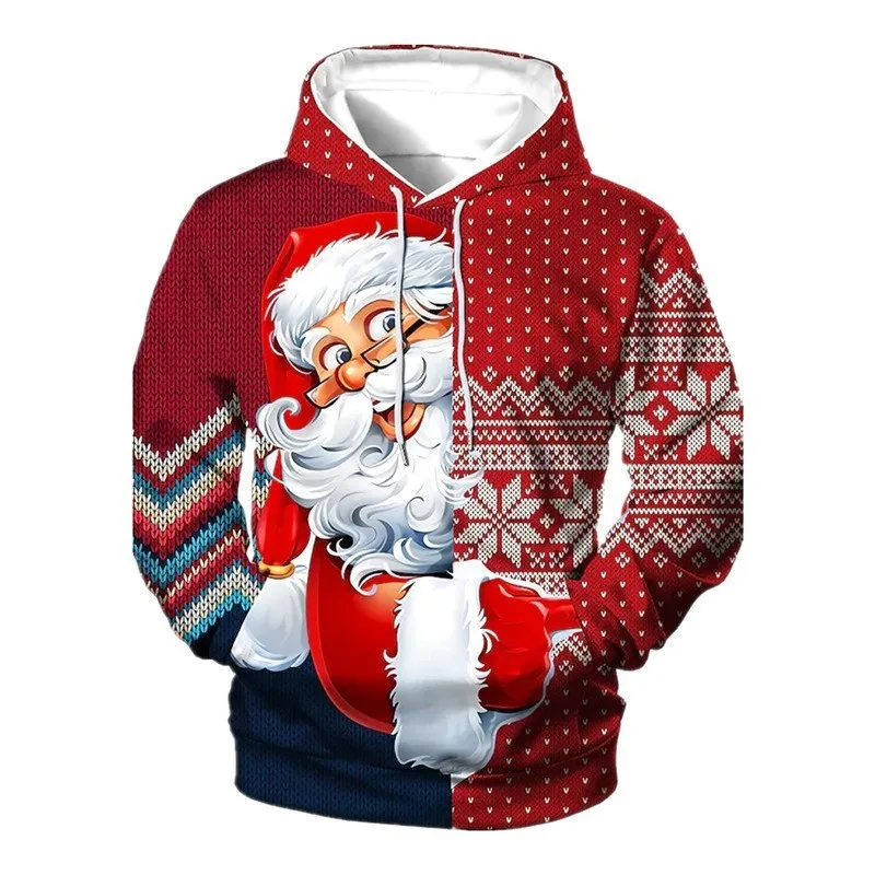 New cross-border Halloween Santa Grinch 3D digital printed hoodie for men