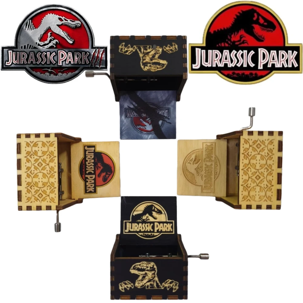 กล่องดนตรีไม้จูราสสิคพาร์ค งานแกะสลักโบราณ หมุนด้วยมือ ดนตรีคลาสสิก เหมาะสำหรับเป็นของขวัญวันเกิด คริสต์มาส ของตกแต่งบ้านสำหรับครอบครัว