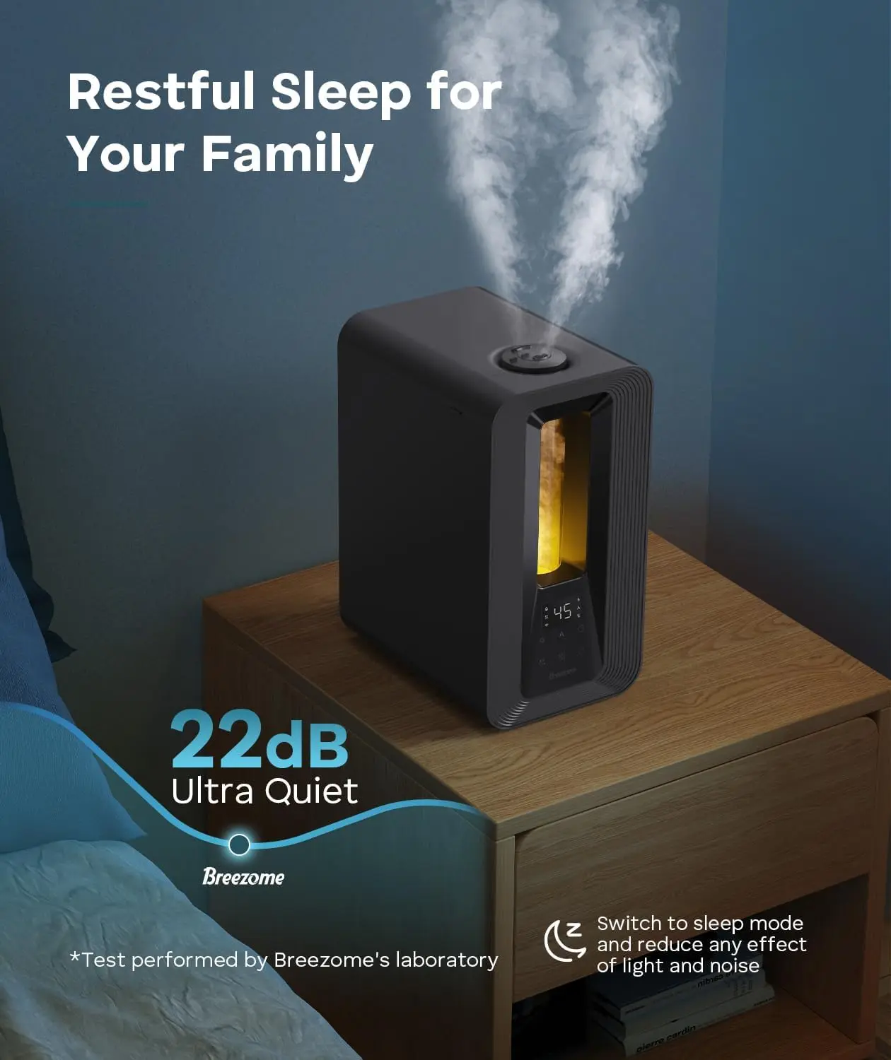 Ultrasonic Humidifier Aroma  4.7 L Touch Control  with 7 Color Light 360 Degree Mist Fragrance Timer Automatic Humidity Control