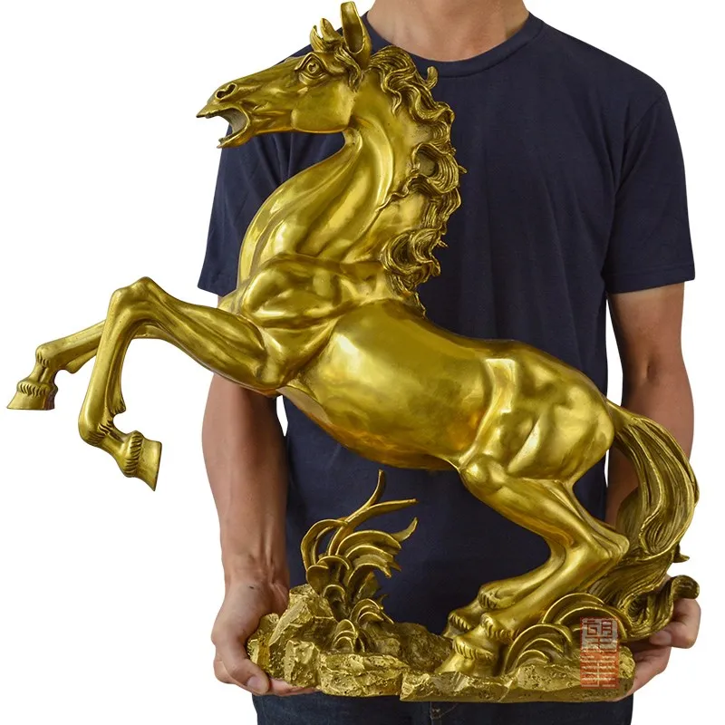 

huge -Business Efficacious Money Drawing Talisman House Protection -Home office Golden FENG SHUI KAI GUANG Bronze horse statue