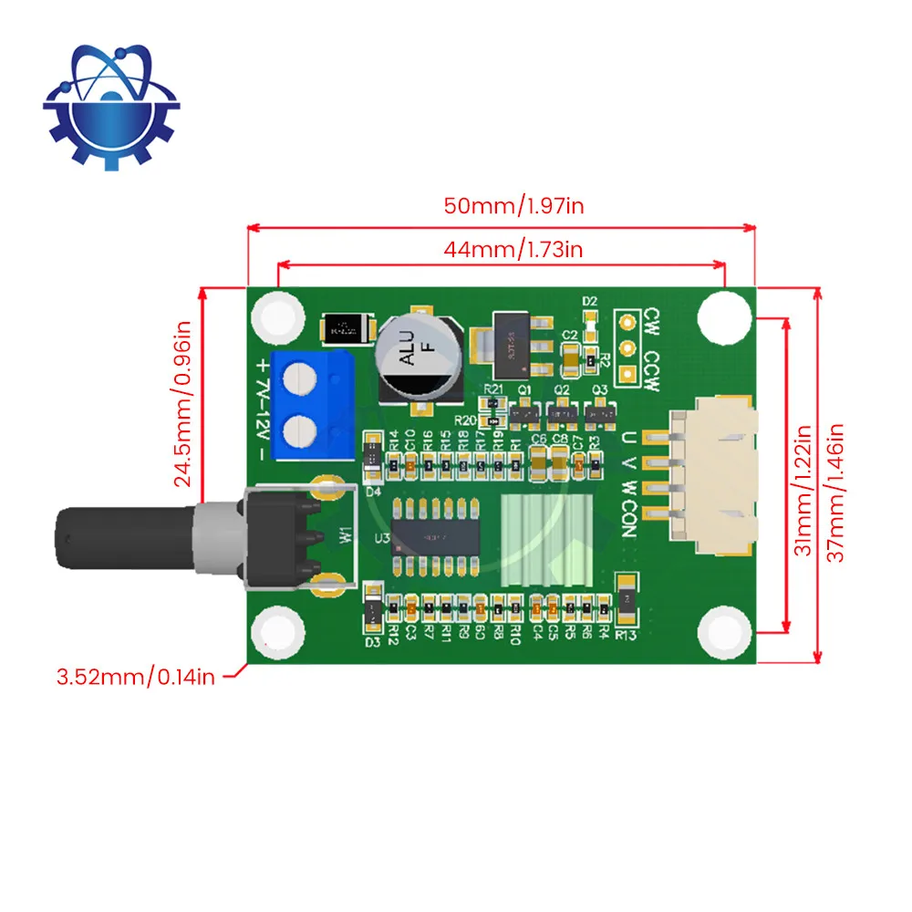 DC 7V-12V Brushless Motor Driver Board Module Speed Control Board CD/DVD-ROM Drive Controller Used For Electrical Cooling Fans