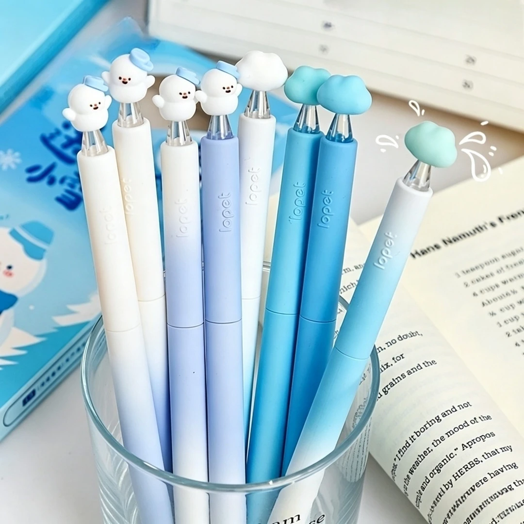 4 pcs/set Clouds Snowman Rotating Gel Pens For Writing Quick-drying Smooth Pen School Office Stationery Supplies