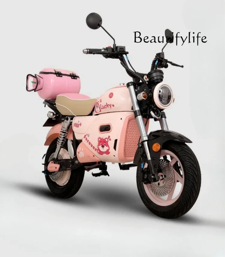 Cute wind front and rear disc brake small steel cannon electric motorcycle high power high speed electric motorcycle